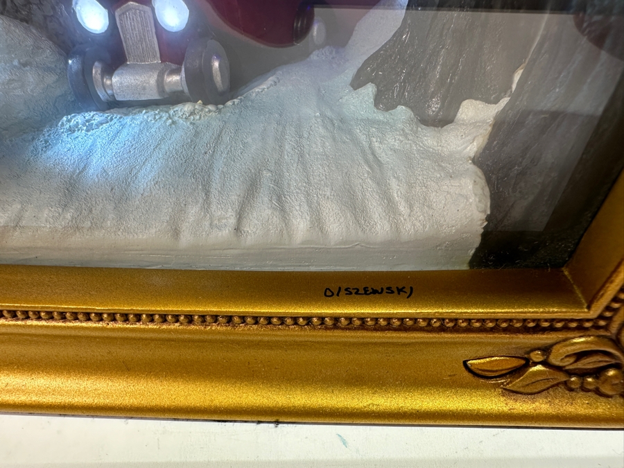 Vintage Hand Signed Robert W. Olszewski Gallery Of Light Walt Disney's 101 Dalmatians 'Terror On Wheels' #4011736 Miniature Shadowbox Scene Lights Up 6W X 4D X 5H [Photo 12]