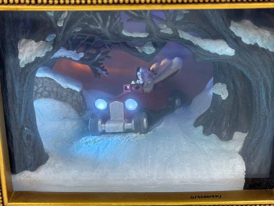 Vintage Hand Signed Robert W. Olszewski Gallery Of Light Walt Disney's 101 Dalmatians 'Terror On Wheels' #4011736 Miniature Shadowbox Scene Lights Up 6W X 4D X 5H [Photo 5]