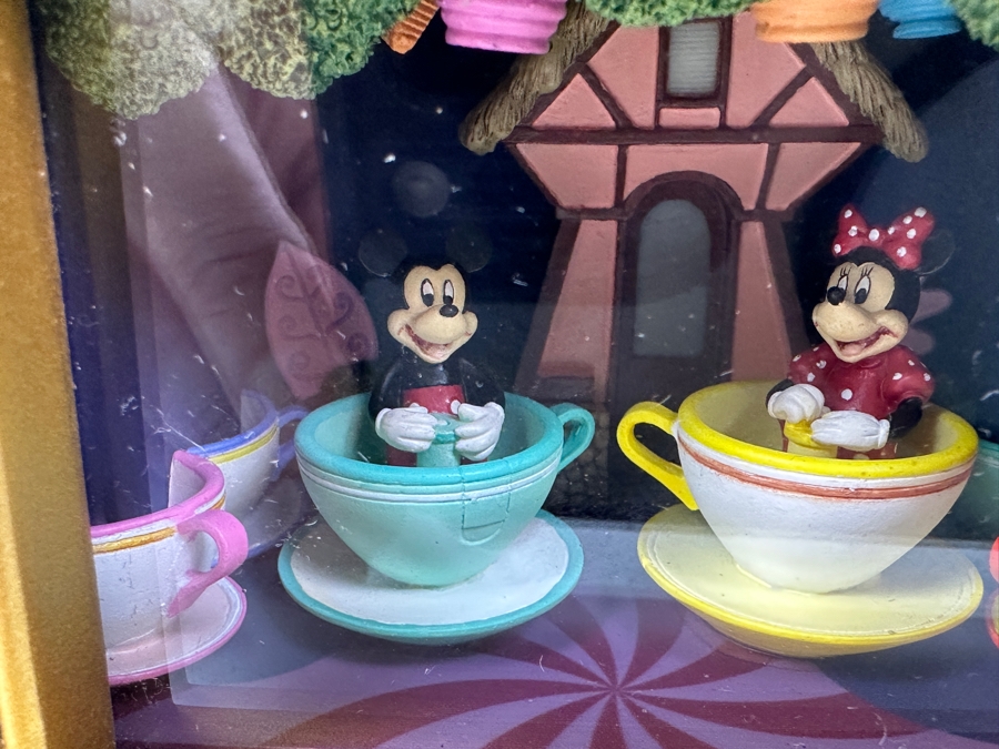 Vintage Hand Signed Robert W. Olszewski The Art Of Disney Theme Parks 'Mickey & Minnie On Mad Tea Party Attraction' DP-GL018 Miniature Shadowbox Scene - Doesn't Light Up 4W X 3.5D X 3.75H [Photo 6]