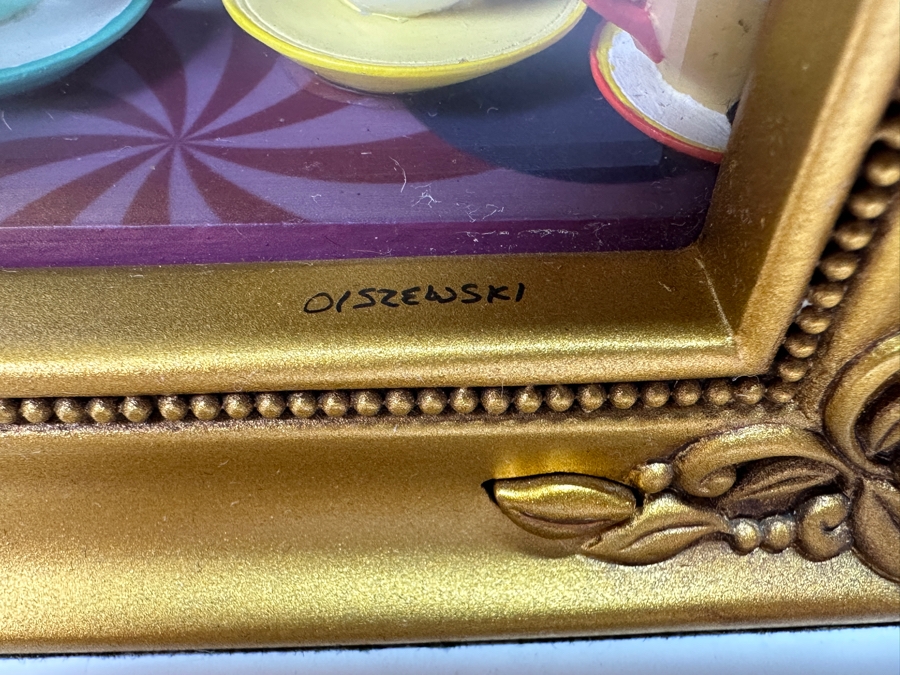 Vintage Hand Signed Robert W. Olszewski The Art Of Disney Theme Parks 'Mickey & Minnie On Mad Tea Party Attraction' DP-GL018 Miniature Shadowbox Scene - Doesn't Light Up 4W X 3.5D X 3.75H [Photo 9]