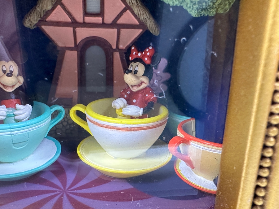 Vintage Hand Signed Robert W. Olszewski The Art Of Disney Theme Parks 'Mickey & Minnie On Mad Tea Party Attraction' DP-GL018 Miniature Shadowbox Scene - Doesn't Light Up 4W X 3.5D X 3.75H [Photo 5]