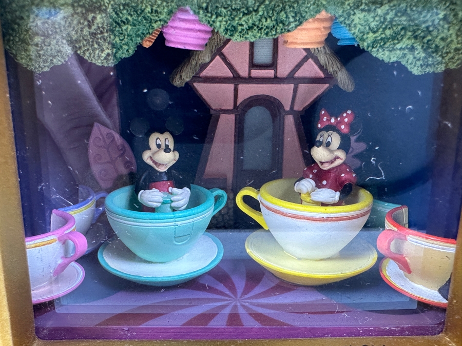 Vintage Hand Signed Robert W. Olszewski The Art Of Disney Theme Parks 'Mickey & Minnie On Mad Tea Party Attraction' DP-GL018 Miniature Shadowbox Scene - Doesn't Light Up 4W X 3.5D X 3.75H [Photo 4]
