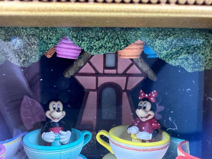 Vintage Hand Signed Robert W. Olszewski The Art Of Disney Theme Parks 'Mickey & Minnie On Mad Tea Party Attraction' DP-GL018 Miniature Shadowbox Scene - Doesn't Light Up 4W X 3.5D X 3.75H [Photo 7]