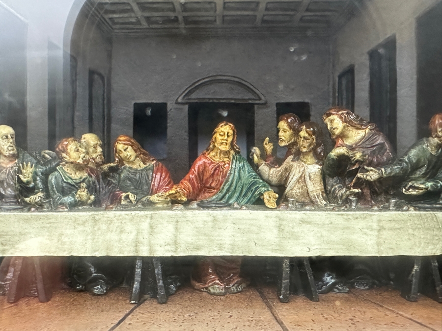 Vintage Robert W. Olszewski Gallery Of Light 'The Last Supper' #4013998 Miniature Shadowbox Scene - Doesn't Light Up 5.25W X 3.5D X 4H	 [Photo 6]