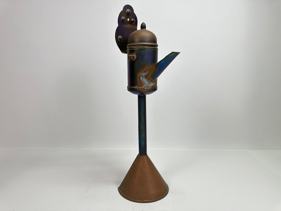 Just Added - Vintage Brass Tea Strainer (M), Vintage Copper Oil Lamp (R) & Pair Of Copper And Wooden Ladles (L) [Photo 12]