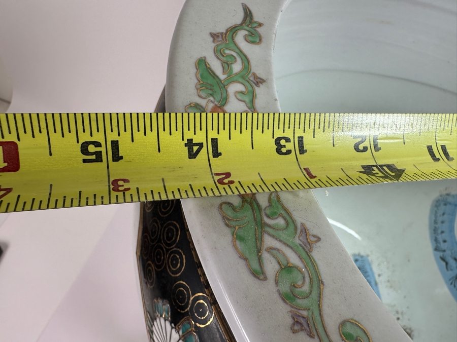 Just Added - Vintage Hand Painted Chinese Fish Bowl With Wooden Stand 14.5W [Photo 6]