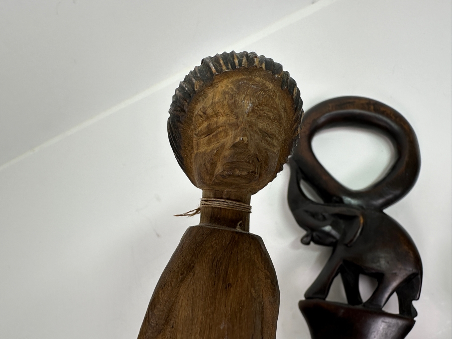 Just Added - Three Vintage Carved Wooden African Canes Walking Sticks 36L [Photo 5]