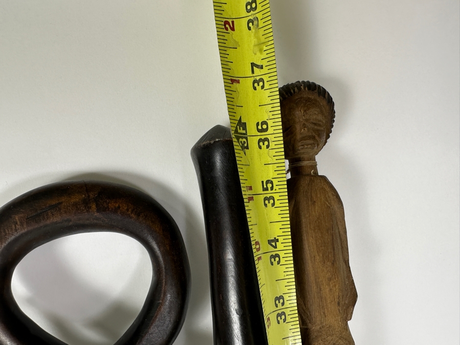 Just Added - Three Vintage Carved Wooden African Canes Walking Sticks 36L [Photo 8]