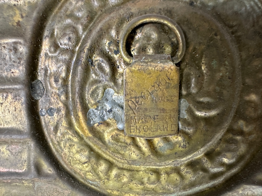 Just Added - Large Vintage Peerage England Repousse Brass Tray 24.5W [Photo 5]