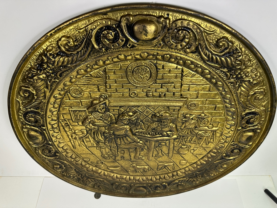 Just Added - Large Vintage Peerage England Repousse Brass Tray 24.5W [Photo 3]