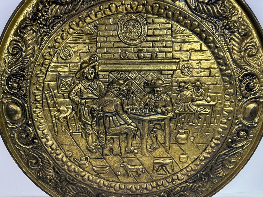 Just Added - Large Vintage Peerage England Repousse Brass Tray 24.5W [Photo 2]