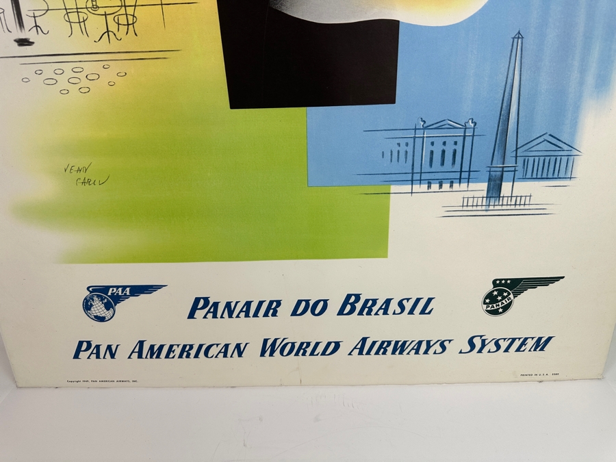 Reproduction Pan American World Airways System Fly To France Travel Poster On Foam Board 28 X 42 [Photo 4]