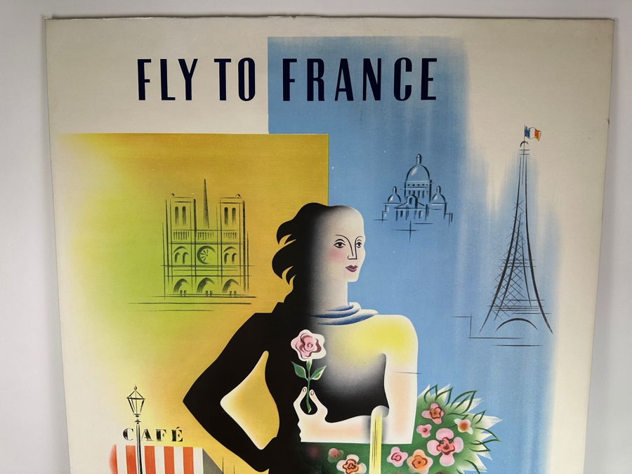 Reproduction Pan American World Airways System Fly To France Travel Poster On Foam Board 28 X 42 [Photo 8]