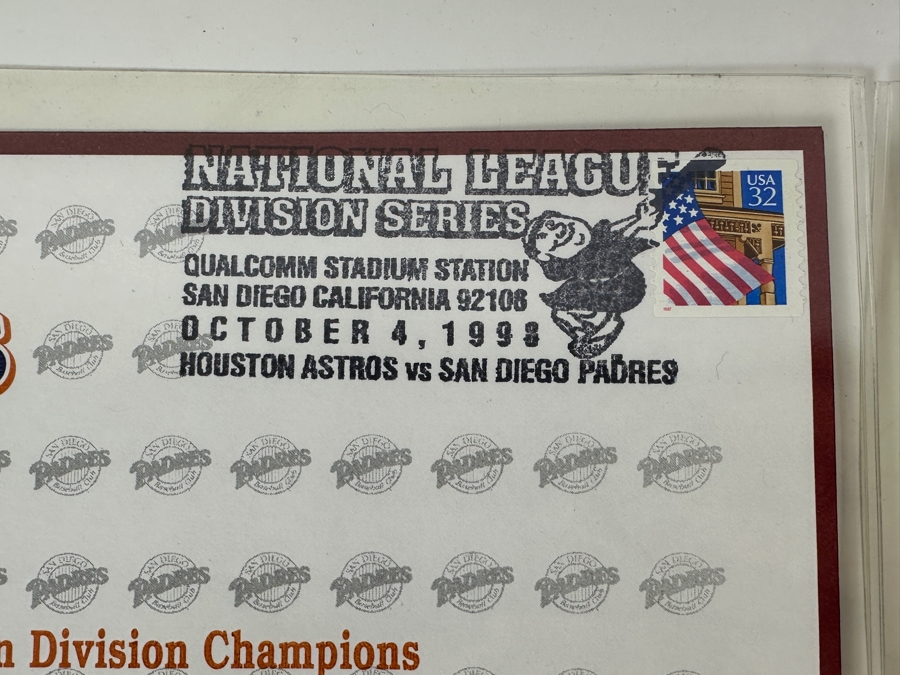 Three Vintage Limited Collector's Edition San Diego Padres Vs New York Yankees 1998 World Series First Day Covers And Three 1998 San Diego Padres National League Western Division Champions First Day Covers [Photo 3]