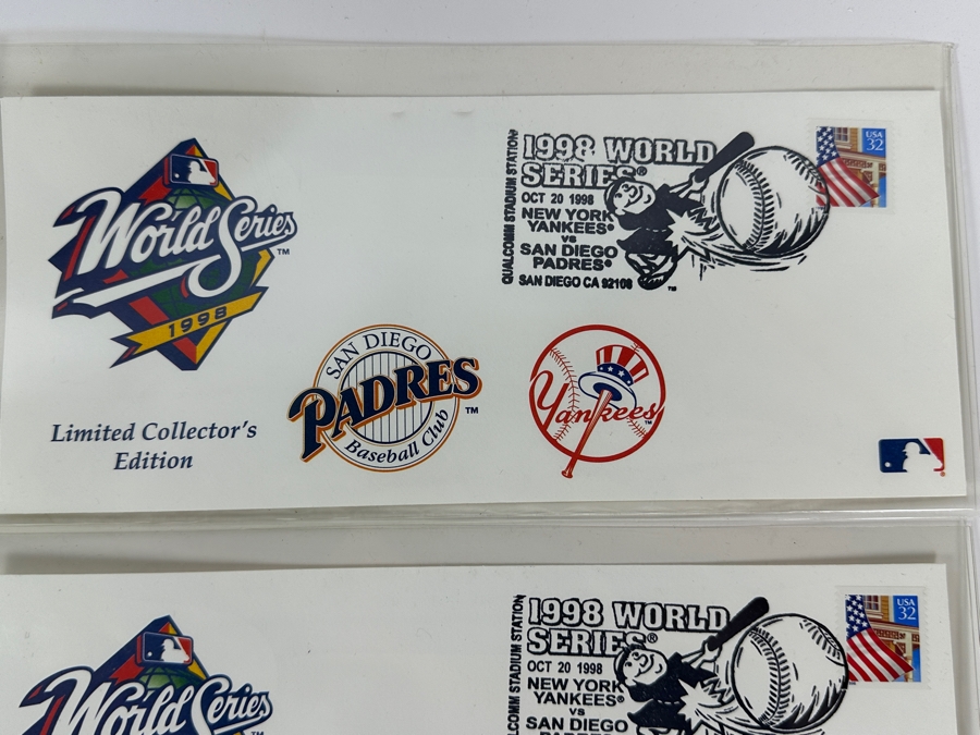 Three Vintage Limited Collector's Edition San Diego Padres Vs New York Yankees 1998 World Series First Day Covers And Three 1998 San Diego Padres National League Western Division Champions First Day Covers [Photo 4]
