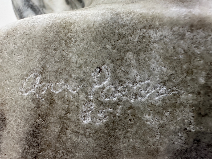 Vintage 1985 Hand Carved White Marble Abstract Figural Sculpture Signed Ann Porter? 8W X 22.5H [Photo 10]