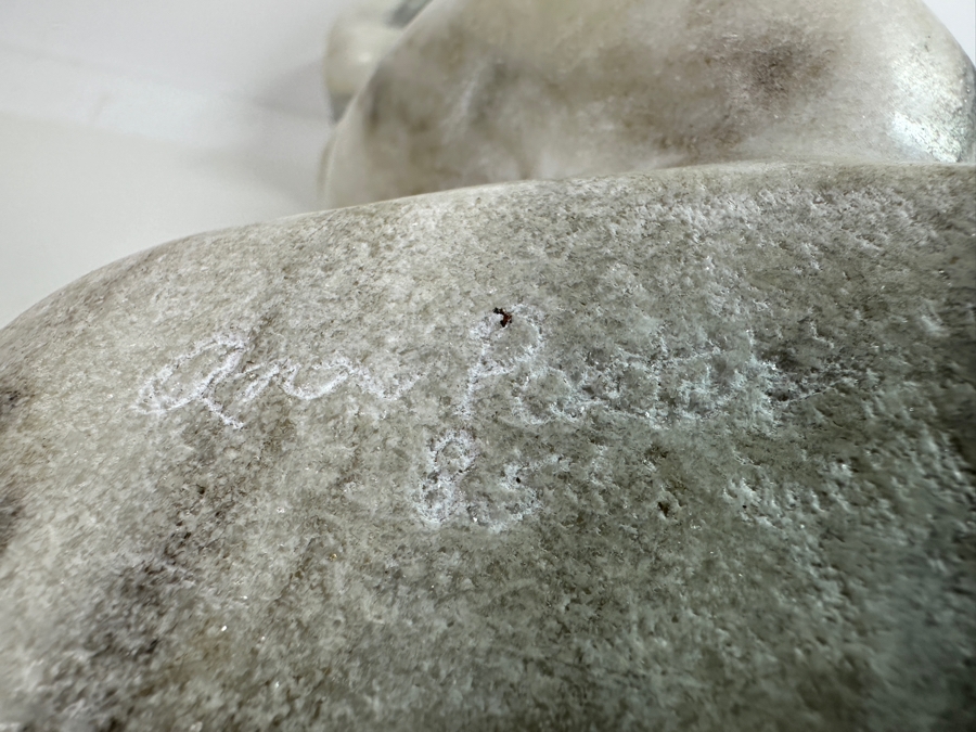 Vintage 1985 Hand Carved White Marble Abstract Figural Sculpture Signed Ann Porter? 8W X 22.5H [Photo 12]