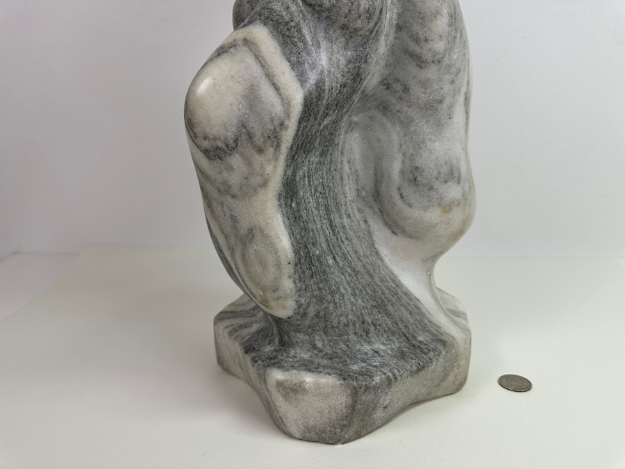 Vintage 1985 Hand Carved White Marble Abstract Figural Sculpture Signed Ann Porter? 8W X 22.5H [Photo 7]