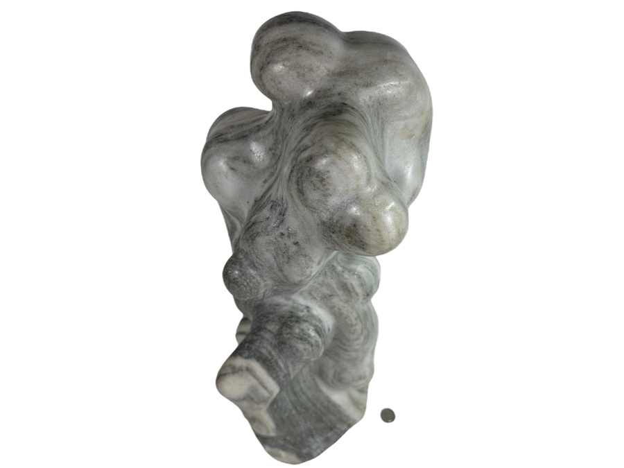 Vintage 1985 Hand Carved White Marble Abstract Figural Sculpture Signed Ann Porter? 8W X 22.5H [Photo 5]