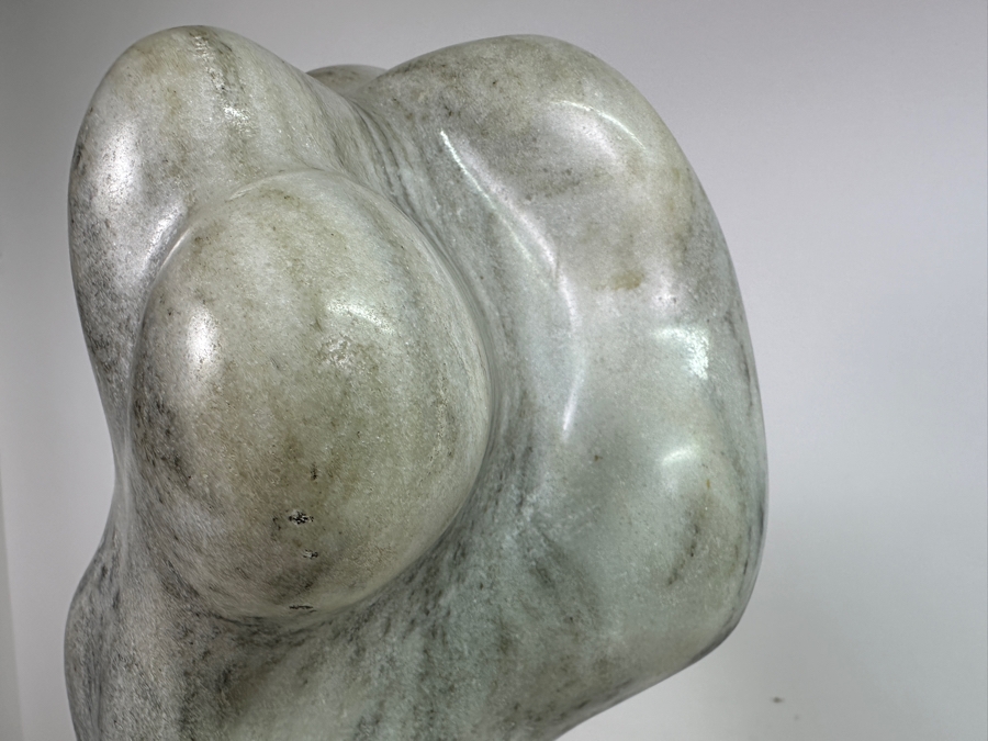 Vintage 1985 Hand Carved White Marble Abstract Figural Sculpture Signed Ann Porter? 8W X 22.5H [Photo 8]