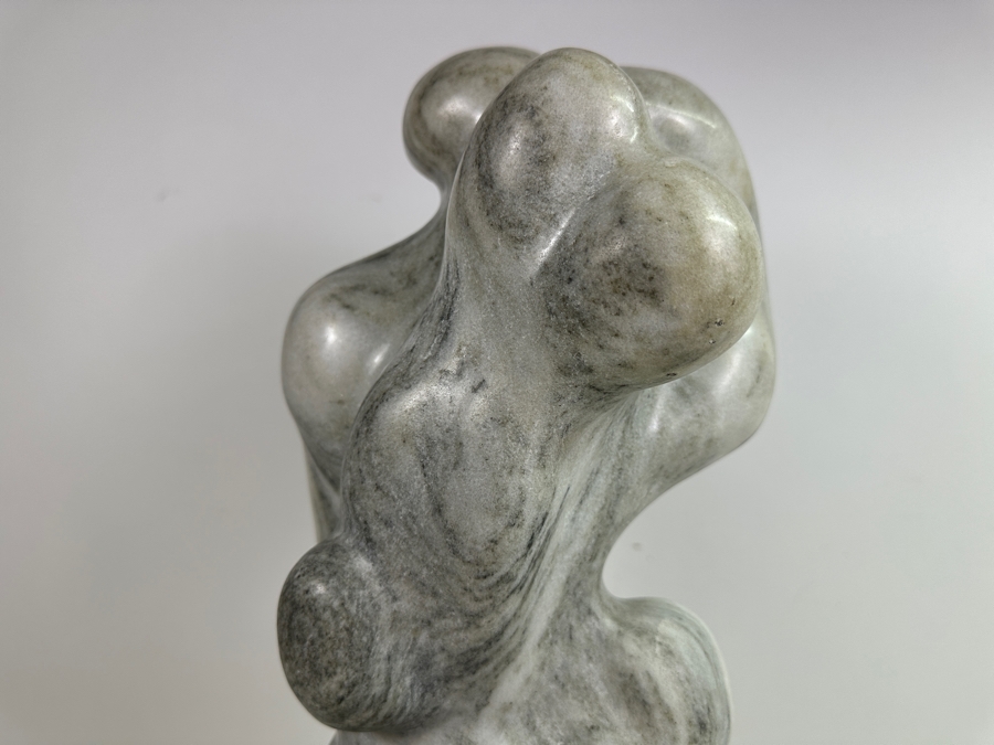Vintage 1985 Hand Carved White Marble Abstract Figural Sculpture Signed Ann Porter? 8W X 22.5H [Photo 6]