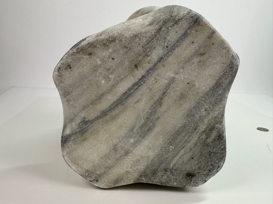 Vintage 1985 Hand Carved White Marble Abstract Figural Sculpture Signed Ann Porter? 8W X 22.5H [Photo 9]