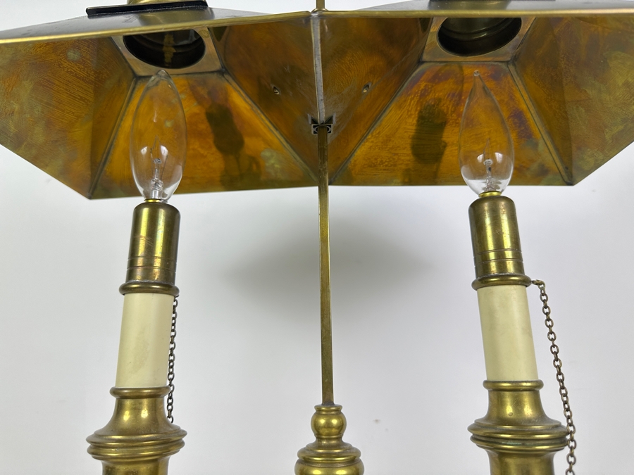 Just Added - Vintage Chapman Brass & Tole Empire Style Bouillotte Lamp With Adjustable Metal Shade 15W X 25H [Photo 4]