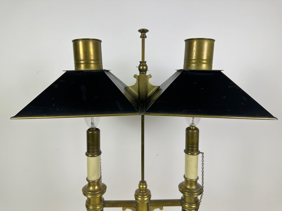 Just Added - Vintage Chapman Brass & Tole Empire Style Bouillotte Lamp With Adjustable Metal Shade 15W X 25H [Photo 6]