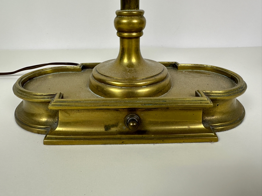 Just Added - Vintage Chapman Brass & Tole Empire Style Bouillotte Lamp With Adjustable Metal Shade 15W X 25H [Photo 2]