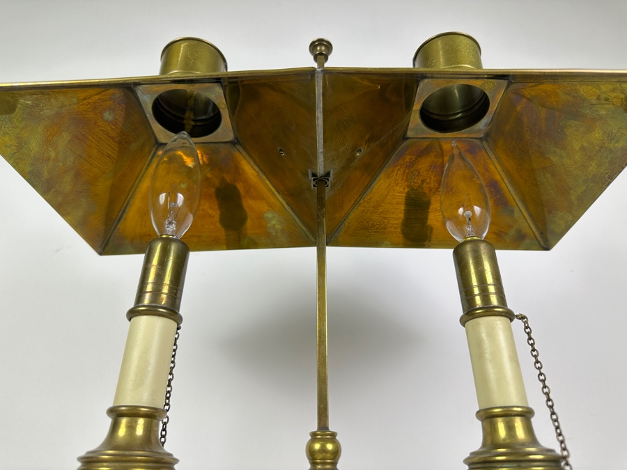 Just Added - Vintage Chapman Brass & Tole Empire Style Bouillotte Lamp With Adjustable Metal Shade 15W X 25H [Photo 5]