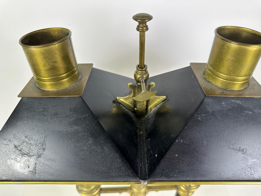 Just Added - Vintage Chapman Brass & Tole Empire Style Bouillotte Lamp With Adjustable Metal Shade 15W X 25H [Photo 8]