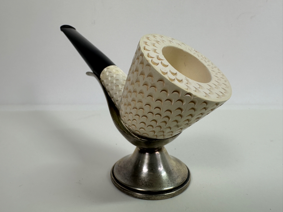 Just Added - Vintage Gorham Sterling Silver Weighted Pipe Rest With Vintage Meerschaum Smoking Pipe [Photo 3]