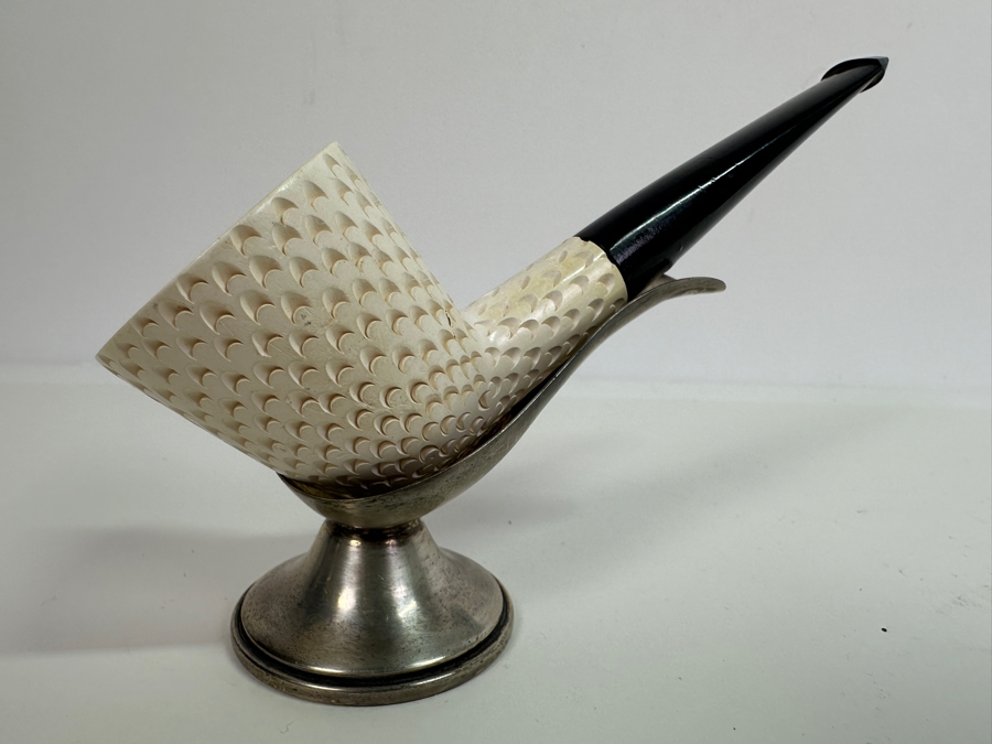 Just Added - Vintage Gorham Sterling Silver Weighted Pipe Rest With Vintage Meerschaum Smoking Pipe [Photo 5]