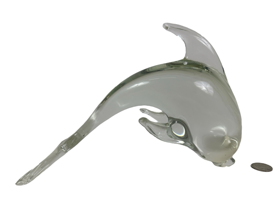 Just Added - Art Glass Dolphin Figurine 10W X 7H [Photo 1]