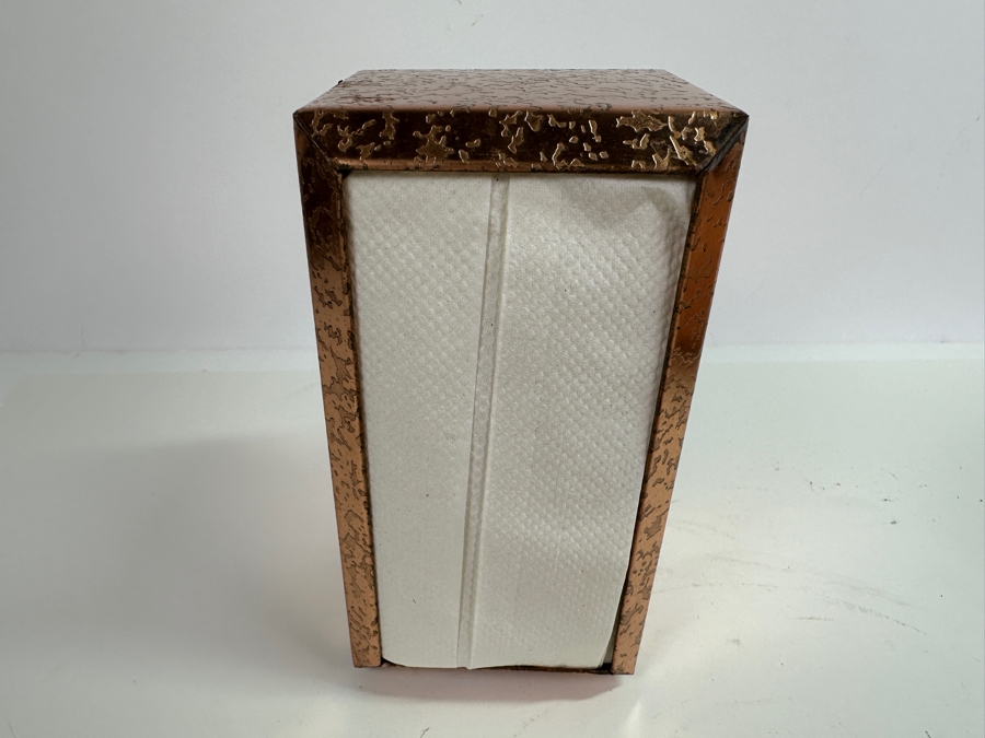 Just Added - Solid Copper Pot With Brass/Wooden Handle (L), Copper Strainer (M) & Vintage Mid-Century Napkin Holder [Photo 10]