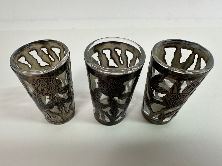 Just Added - Vintage Mexican Sterling Silver Overlay Shot Glasses [Photo 2]