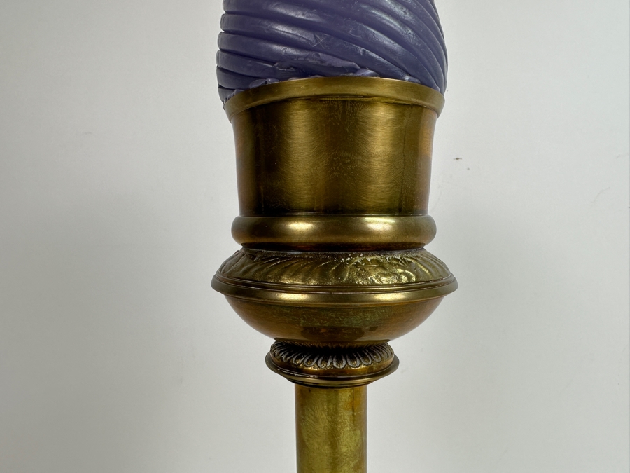 Just Added - Vintage Solid Brass Candlestick Candle Holder 11H [Photo 3]