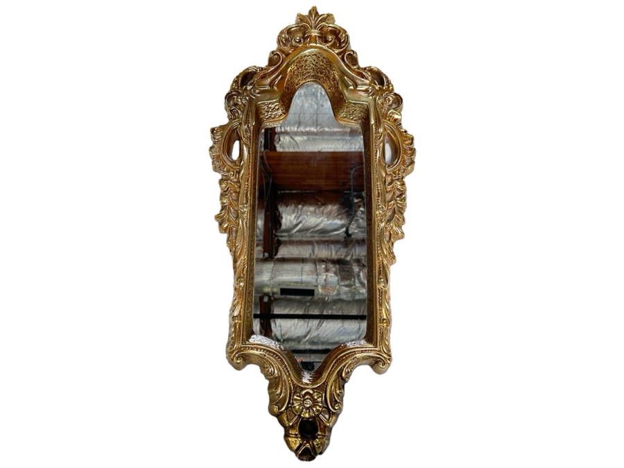 Just Added - Gold Tone Resin Wall Mirror 13.5W X 30L [Photo 1]