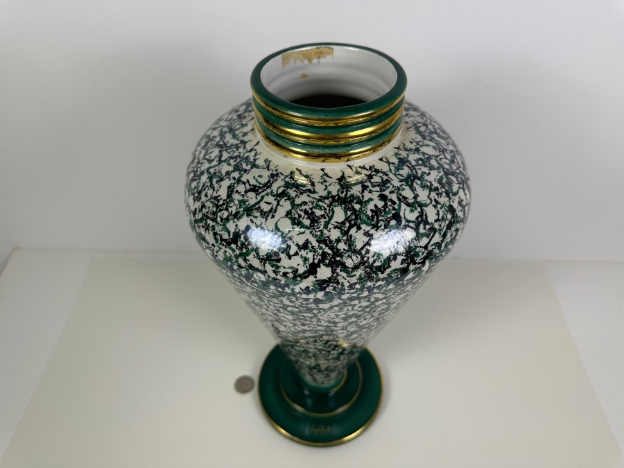 Large Signed Angela Rigoni Hand Painted Porcelain Vase From Bassano, Italy 16.5'H [Photo 3]