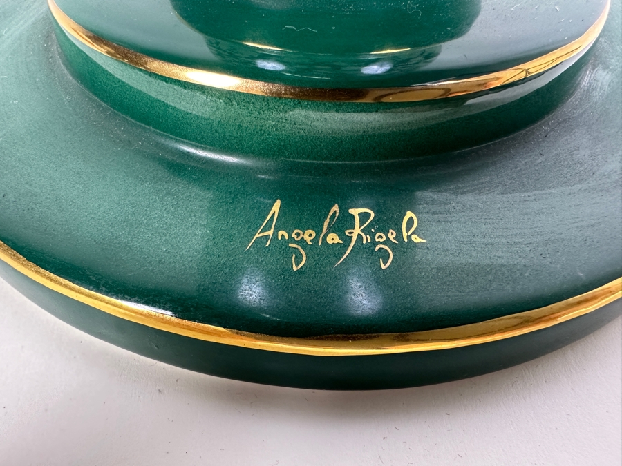 Large Signed Angela Rigoni Hand Painted Porcelain Vase From Bassano, Italy 16.5'H [Photo 2]