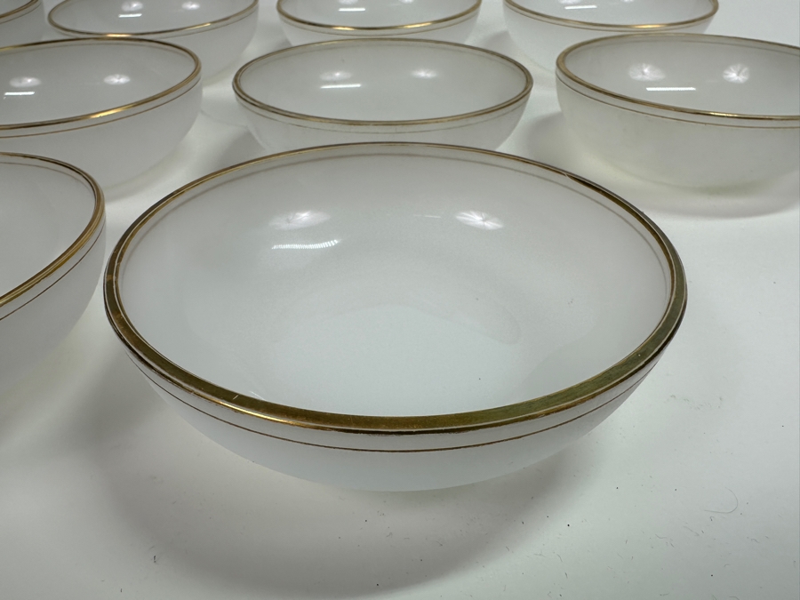 Ten Vintage Opaline Glass Bowls With Gold Rim 4.75W [Photo 2]