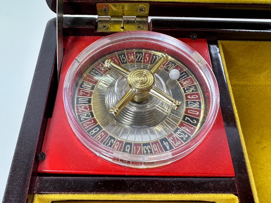 Vintage Schmid Working Roulette Wheel Jewelry Box - Roulette Wheel Spins When Opened 9W X 6.5D X 3.5H [Photo 3]