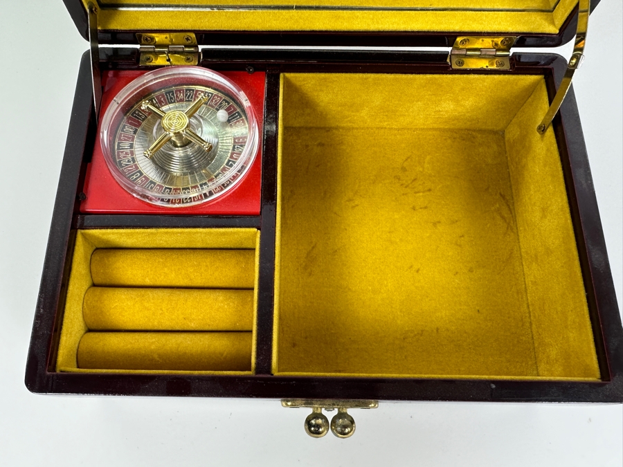 Vintage Schmid Working Roulette Wheel Jewelry Box - Roulette Wheel Spins When Opened 9W X 6.5D X 3.5H [Photo 4]