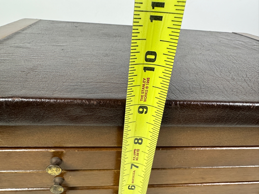 Large Wooden Jewelry Storage Box With Four Leopard Pattern Lined Drawers 18.75W X 13D X 9H [Photo 10]