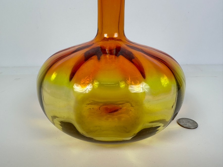 Vintage Amberina Art Glass Genie Bottle With Stopper (Top Of Stopper Has Been Cut Flat) 12.5H [Photo 2]