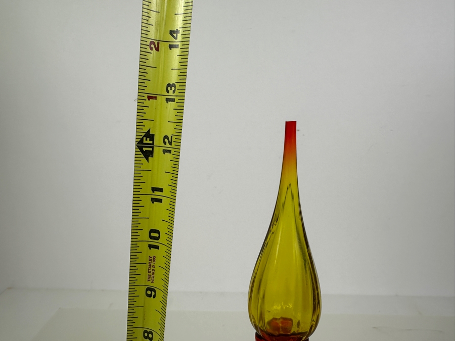 Vintage Amberina Art Glass Genie Bottle With Stopper (Top Of Stopper Has Been Cut Flat) 12.5H [Photo 6]
