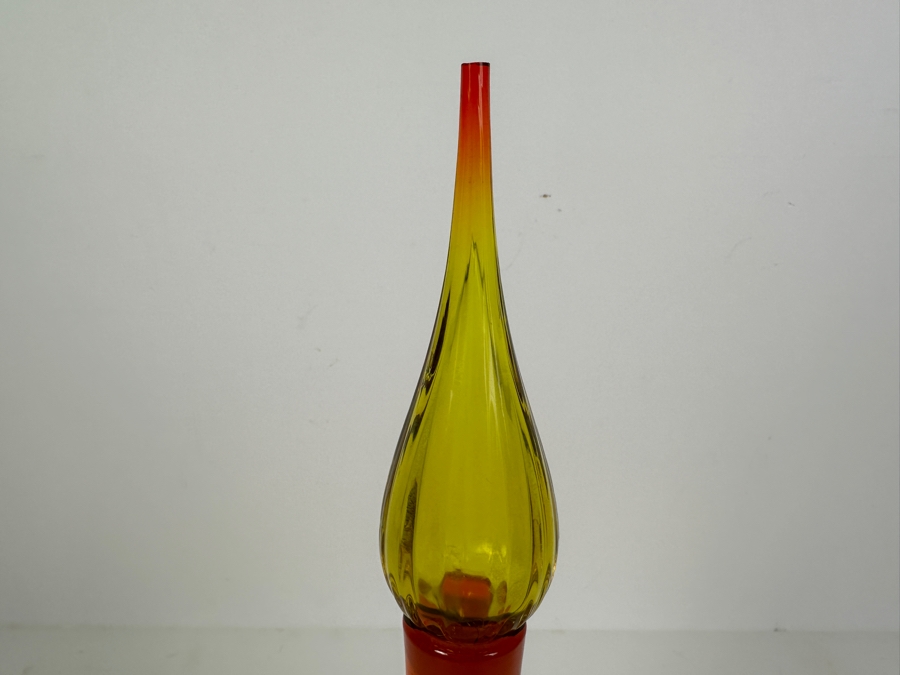 Vintage Amberina Art Glass Genie Bottle With Stopper (Top Of Stopper Has Been Cut Flat) 12.5H [Photo 3]