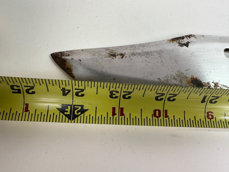 Large Custom Knife With Wooden / Brass Handle And Sheath Owned By Opera Tenor Elliot Palay 24.5L [Photo 6]