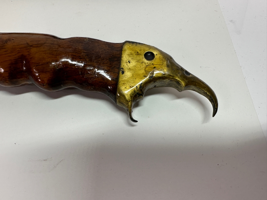 Large Custom Knife With Wooden / Brass Handle And Sheath Owned By Opera Tenor Elliot Palay 24.5L [Photo 5]