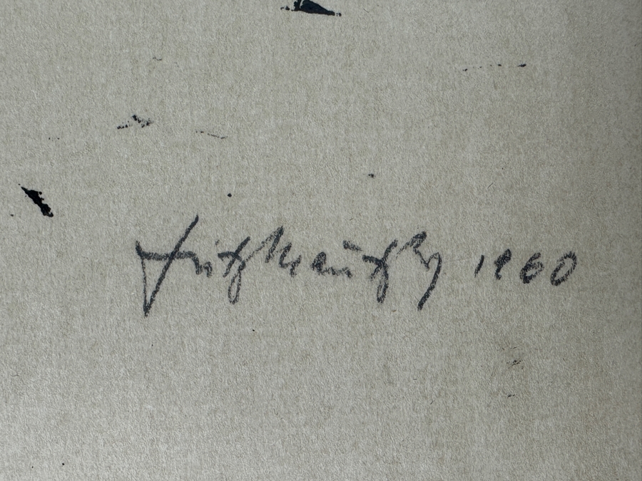 Vintage Mid-Century Hand Signed Woodcut Print Dated 1960 Framed 13 X 16 [Photo 3]